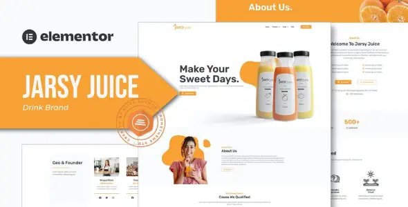 Jarsy Juice – Drink Brand Elementor Template Kit