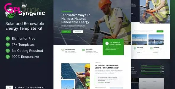 Syngenic – Solar & Renewable Energy Elementor Template Kit