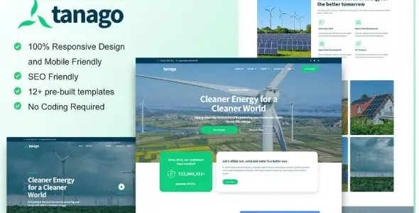 Tanago – Green Renewable Energy Elementor Template Kit