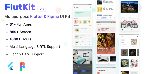 FlutKit – Flutter & Figma UI Kit