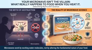 Microwave ovens are now one of the most commonly found appliances in modern kitchens, yet they have still been the subject of health myths for many decades. Does cooking food in a microwave cause a loss of nutrients? Does the radiation from a microwave remain in the food? And does reheating meals in a microwave in any way make them unhealthy? Food science and health experts state that the short answer is no — cooking food in a microwave does not make it unhealthy automatically. On the contrary, since microwave cooking is generally quicker and involves less water than certain traditional cooking methods, it can in some cases preserve nutrients very well. Yet the method of heating food — and in particular the type of container used — can make a significant difference. Microwave radiation does not make food radioactive A common myth regarding microwave ovens is that they leave hazardous radiation in food. It isn't the way in which microwave cooking works. Microwave ovens cause certain molecules in food, especially water molecules, to move around and produce heat by means of non-ionizing electromagnetic waves. When the microwave energy is absorbed it is changed into heat and the food does not therefore become radioactive or contaminated. This is quite unlike ionizing radiation, for example X-rays or some types of nuclear radiation. The FDA states that microwave ovens which comply with safety standards and are used in accordance with the instructions provided by the manufacturers are generally safe. Does microwaving destroy nutrients? The way in which food is cooked can have an effect on the nutrients. Nutrients which are sensitive to heat, such as vitamin C, may break down if food is exposed to heat for a long time; however, this does not imply that microwaving is worse than other methods of cooking. In numerous instances microwave cooking can preserve nutrients since it heats the food quickly and generally needs only a little or no extra water. For example, when vegetables are boiled some of the water-soluble nutrients move from the food into the cooking water. It is sometimes possible to reduce that loss by microwaving or steaming. The FDA also points out that cooking by means of a microwave does not reduce the nutritional content of food to a greater extent than does conventional cooking and that quicker cooking can aid in the preservation of some vitamins and minerals. The idea that food which has been microwaved is automatically 'nutritionally dead' is not backed by the available evidence. In some cases, microwaving may actually be better The nutritional value of food when it has been cooked is influenced by a number of factors, such as the temperature, the length of time it is cooked for, and the quantity of water used. In most cases, shorter cooking times result in less opportunity for heat-sensitive nutrients to break down. This means that microwave cooking has a possible advantage. A review of the research into microwave cooking showed that there were no major differences in nutrition between food prepared by conventional methods and that prepared by microwave methods, the differences reported generally being small. It doesn't mean that microwaving is always the best possible method for every type of food. Different foods react in different ways to heat, moisture and the length of time they are cooked. However, from a nutritional point of view, there is nothing inherently unhealthy about using a microwave. The bigger concern may be plastic containers Microwave energy is usually regarded as safe as long as the oven is used properly, but the container in which the food is placed should be looked at. Certain plastics are not intended for use in microwaves and can melt, warp or cause chemicals to migrate into the food when heated. The risk is particularly relevant when unsuitable containers are used together with fatty foods, since this can cause certain chemicals to move from the plastic into the food. It is generally the opinion of experts that you should use containers which are clearly marked as microwave-safe. People often prefer simple glass or microwave-safe ceramic containers if they want to cut down on their concerns regarding heating food in plastic. Old, cracked or heavily worn plastic containers should also be used with care, and ordinary grocery bags, storage bags and containers which are not meant for use in a microwave should not be put into the microwave. Microwaves can cook food unevenly The most practical health issue associated with cooking in a microwave is not radiation or the destruction of nutrients. It is uneven heating. Microwaves tend to produce areas that are hot and areas that are cold, especially when heating thicker kinds of food, for example meat, poultry and ready-made meals. If the food doesn't get to a safe temperature everywhere, the cold spots may enable harmful bacteria to survive. It is advised by experts in food safety to stir or rotate the food whenever possible and to let it stand for the appropriate amount of time after it has been microwaved. A food thermometer can be used when cooking meat or other kinds of food which need to reach a certain internal temperature in order to make sure that the food has been heated safely. Does heating food in a microwave result in harmful chemicals? It is generally not the case that microwaving food makes it radioactive or alters it in such a way as to render it unsafe. In fact, certain cooking processes which involve extremely high temperatures can result in the formation of substances that are not generally linked with ordinary microwave heating. For example, the FDA states that acrylamide can form in some foods when they are cooked at high temperatures, such as by frying, roasting or baking. The formation of acrylamide is connected to the cooking process and the temperature rather than to microwave radiation itself. That does not imply that one cooking method is healthier than all the others. The particular diet a person follows—that is, the foods they eat and the way in which they are prepared over a period of time—is in general far more important than the fact that a meal was cooked in a microwave. The bottom line The fact that food has been heated in a microwave does not make it unhealthy. Evidence from scientific studies and advice given by food and health authorities shows that it is safe to prepare food by using a microwave, provided that the appliance is working properly and is used in the correct way. It is also effective at retaining nutrients since food usually cooks quickly and with less water. The most important things to remember are simple: Use microwave-safe containers. Do not heat food in plastic that is not suitable. Stir the food or rotate it to avoid cold spots. Ensure that meat and all other foods in the high-risk category are well-cooked. Take the instructions provided by the microwave manufacturer. Therefore, if you've been staying away from the microwave on the grounds that you thought it was destroying all the nutrition in your food, the science does provide some reassurance. Your microwave is not secretly converting your dinner into radioactive food. It is just a tool, like most kitchen appliances, and if used properly it can be one of the fastest and most nutritionally effective methods of preparing or reheating a meal.