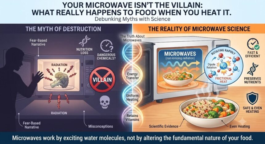 Microwave ovens are now one of the most commonly found appliances in modern kitchens, yet they have still been the subject of health myths for many decades. Does cooking food in a microwave cause a loss of nutrients? Does the radiation from a microwave remain in the food? And does reheating meals in a microwave in any way make them unhealthy? Food science and health experts state that the short answer is no — cooking food in a microwave does not make it unhealthy automatically. On the contrary, since microwave cooking is generally quicker and involves less water than certain traditional cooking methods, it can in some cases preserve nutrients very well. Yet the method of heating food — and in particular the type of container used — can make a significant difference. Microwave radiation does not make food radioactive A common myth regarding microwave ovens is that they leave hazardous radiation in food. It isn't the way in which microwave cooking works. Microwave ovens cause certain molecules in food, especially water molecules, to move around and produce heat by means of non-ionizing electromagnetic waves. When the microwave energy is absorbed it is changed into heat and the food does not therefore become radioactive or contaminated. This is quite unlike ionizing radiation, for example X-rays or some types of nuclear radiation. The FDA states that microwave ovens which comply with safety standards and are used in accordance with the instructions provided by the manufacturers are generally safe. Does microwaving destroy nutrients? The way in which food is cooked can have an effect on the nutrients. Nutrients which are sensitive to heat, such as vitamin C, may break down if food is exposed to heat for a long time; however, this does not imply that microwaving is worse than other methods of cooking. In numerous instances microwave cooking can preserve nutrients since it heats the food quickly and generally needs only a little or no extra water. For example, when vegetables are boiled some of the water-soluble nutrients move from the food into the cooking water. It is sometimes possible to reduce that loss by microwaving or steaming. The FDA also points out that cooking by means of a microwave does not reduce the nutritional content of food to a greater extent than does conventional cooking and that quicker cooking can aid in the preservation of some vitamins and minerals. The idea that food which has been microwaved is automatically 'nutritionally dead' is not backed by the available evidence. In some cases, microwaving may actually be better The nutritional value of food when it has been cooked is influenced by a number of factors, such as the temperature, the length of time it is cooked for, and the quantity of water used. In most cases, shorter cooking times result in less opportunity for heat-sensitive nutrients to break down. This means that microwave cooking has a possible advantage. A review of the research into microwave cooking showed that there were no major differences in nutrition between food prepared by conventional methods and that prepared by microwave methods, the differences reported generally being small. It doesn't mean that microwaving is always the best possible method for every type of food. Different foods react in different ways to heat, moisture and the length of time they are cooked. However, from a nutritional point of view, there is nothing inherently unhealthy about using a microwave. The bigger concern may be plastic containers Microwave energy is usually regarded as safe as long as the oven is used properly, but the container in which the food is placed should be looked at. Certain plastics are not intended for use in microwaves and can melt, warp or cause chemicals to migrate into the food when heated. The risk is particularly relevant when unsuitable containers are used together with fatty foods, since this can cause certain chemicals to move from the plastic into the food. It is generally the opinion of experts that you should use containers which are clearly marked as microwave-safe. People often prefer simple glass or microwave-safe ceramic containers if they want to cut down on their concerns regarding heating food in plastic. Old, cracked or heavily worn plastic containers should also be used with care, and ordinary grocery bags, storage bags and containers which are not meant for use in a microwave should not be put into the microwave. Microwaves can cook food unevenly The most practical health issue associated with cooking in a microwave is not radiation or the destruction of nutrients. It is uneven heating. Microwaves tend to produce areas that are hot and areas that are cold, especially when heating thicker kinds of food, for example meat, poultry and ready-made meals. If the food doesn't get to a safe temperature everywhere, the cold spots may enable harmful bacteria to survive. It is advised by experts in food safety to stir or rotate the food whenever possible and to let it stand for the appropriate amount of time after it has been microwaved. A food thermometer can be used when cooking meat or other kinds of food which need to reach a certain internal temperature in order to make sure that the food has been heated safely. Does heating food in a microwave result in harmful chemicals? It is generally not the case that microwaving food makes it radioactive or alters it in such a way as to render it unsafe. In fact, certain cooking processes which involve extremely high temperatures can result in the formation of substances that are not generally linked with ordinary microwave heating. For example, the FDA states that acrylamide can form in some foods when they are cooked at high temperatures, such as by frying, roasting or baking. The formation of acrylamide is connected to the cooking process and the temperature rather than to microwave radiation itself. That does not imply that one cooking method is healthier than all the others. The particular diet a person follows—that is, the foods they eat and the way in which they are prepared over a period of time—is in general far more important than the fact that a meal was cooked in a microwave. The bottom line The fact that food has been heated in a microwave does not make it unhealthy. Evidence from scientific studies and advice given by food and health authorities shows that it is safe to prepare food by using a microwave, provided that the appliance is working properly and is used in the correct way. It is also effective at retaining nutrients since food usually cooks quickly and with less water. The most important things to remember are simple: Use microwave-safe containers. Do not heat food in plastic that is not suitable. Stir the food or rotate it to avoid cold spots. Ensure that meat and all other foods in the high-risk category are well-cooked. Take the instructions provided by the microwave manufacturer. Therefore, if you've been staying away from the microwave on the grounds that you thought it was destroying all the nutrition in your food, the science does provide some reassurance. Your microwave is not secretly converting your dinner into radioactive food. It is just a tool, like most kitchen appliances, and if used properly it can be one of the fastest and most nutritionally effective methods of preparing or reheating a meal.